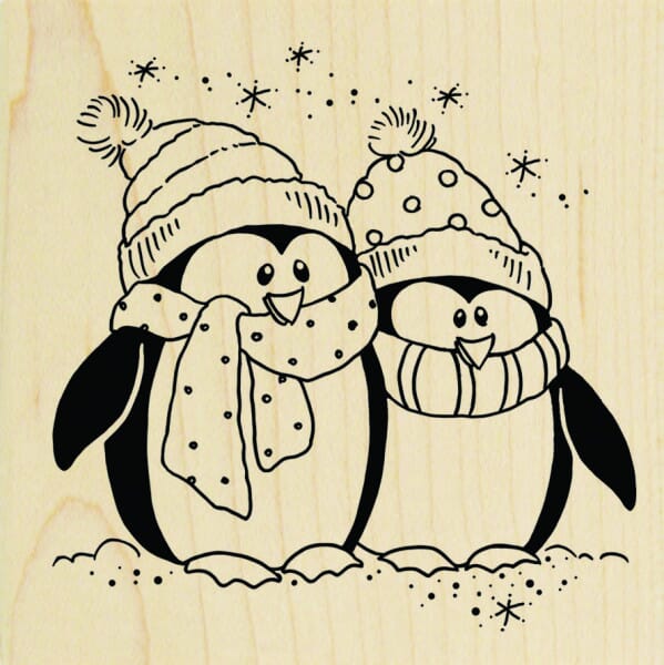 Stampendous Holzstempel - Eingepackte Pinguine