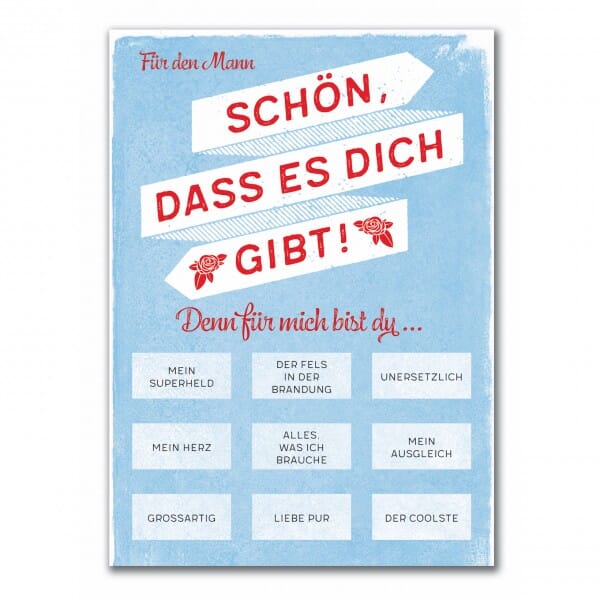 Rubbel-Postkarte - Mann, Schön, dass es dich Gibt !