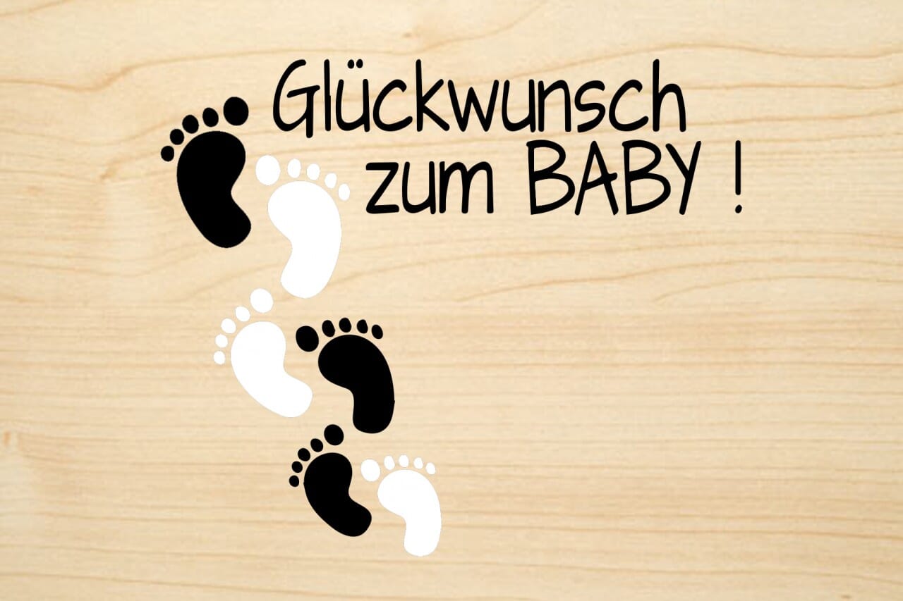 Holzgrusskarte Gluckwunsch Zum Baby Babyfusschen Stempel Versand Ch