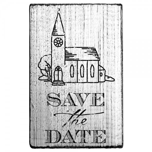 Vintage Stamp Save the date (Kirche)