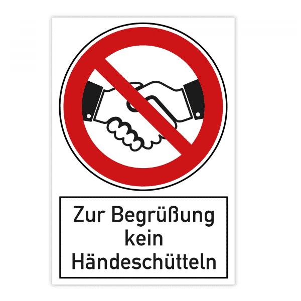 Verbotsschild - Zur Begrüßung kein Händeschütteln (200x300 mm)