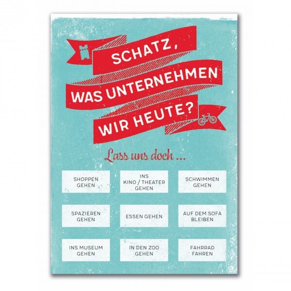 Rubbel-Postkarte - Schatz, was unternehmen wir heute ?
