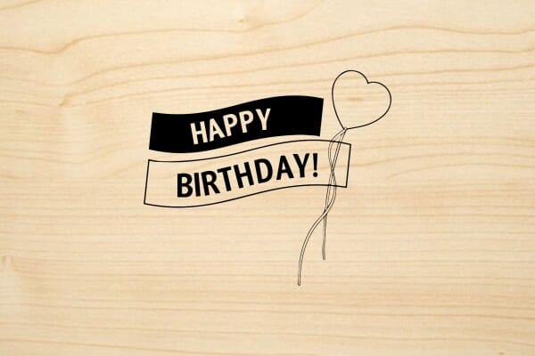 Holzgrusskarte - Geburtstag - Happy Birthday mit Herzballon